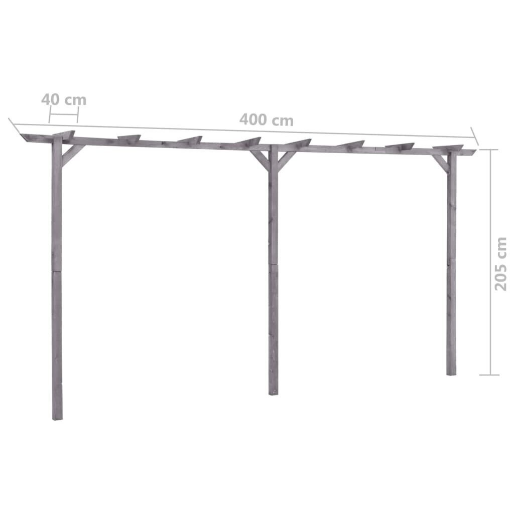 Puutarhapergola, 400x40x205cm, kyllästetty mänty, hinta ja tiedot | Kukkatelineet ja kukkapöydät | hobbyhall.fi