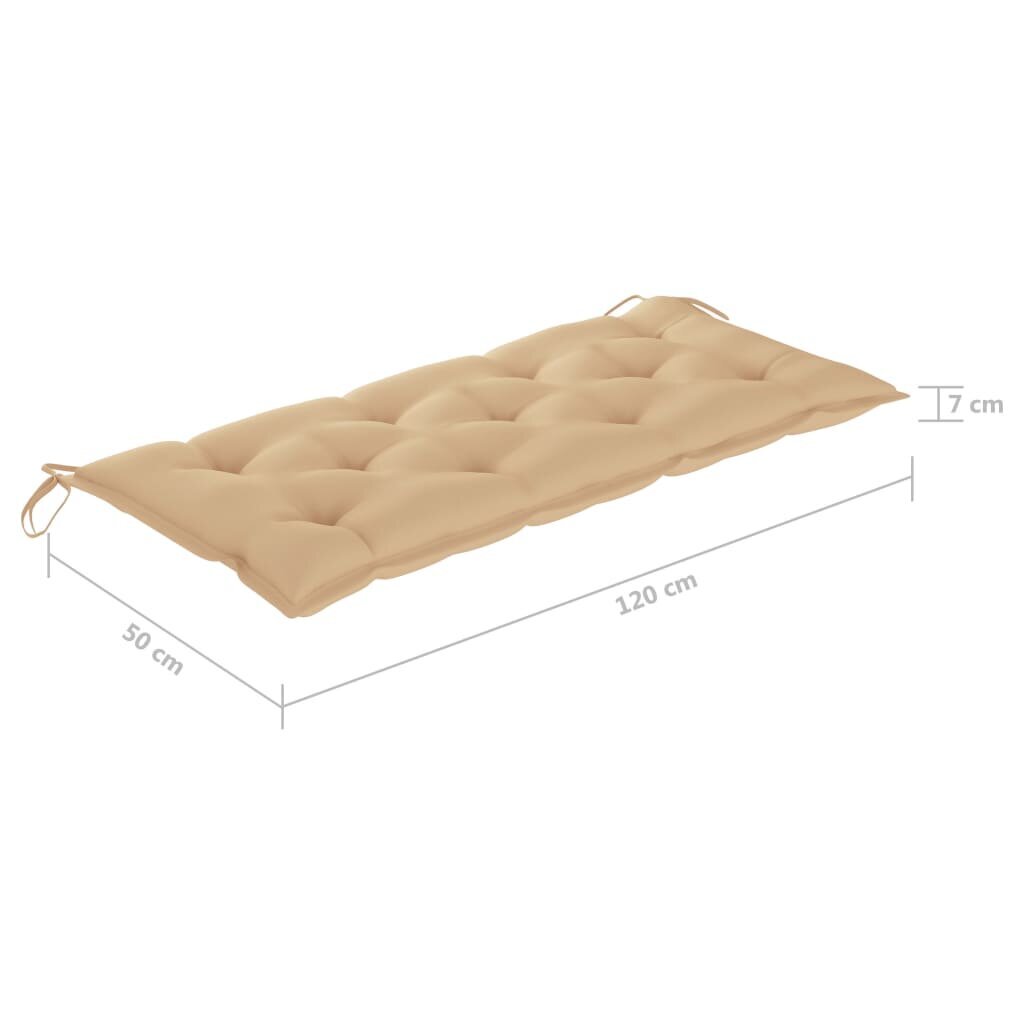 Tyyny puutarhapenkille, beige, 120x50x7 cm hinta ja tiedot | Istuintyynyt, pehmusteet ja päälliset | hobbyhall.fi