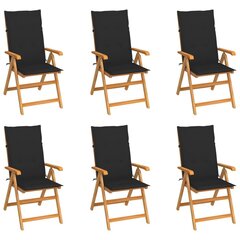 Puutarhatuolit mustilla tyynyillä, 6 kpl, ruskea hinta ja tiedot | Puutarhatuolit | hobbyhall.fi