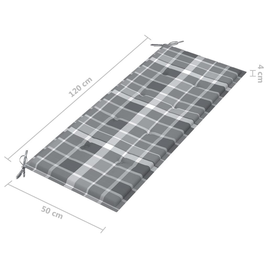 Tyyny puutarhapenkille, 120x50x4 cm, harmaa hinta ja tiedot | Istuintyynyt, pehmusteet ja päälliset | hobbyhall.fi