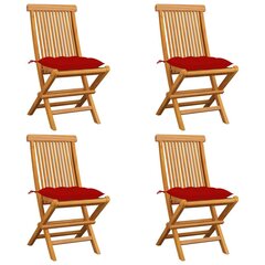Puutarhatuolit punaisilla tyynyillä, 4 kpl hinta ja tiedot | Puutarhatuolit | hobbyhall.fi