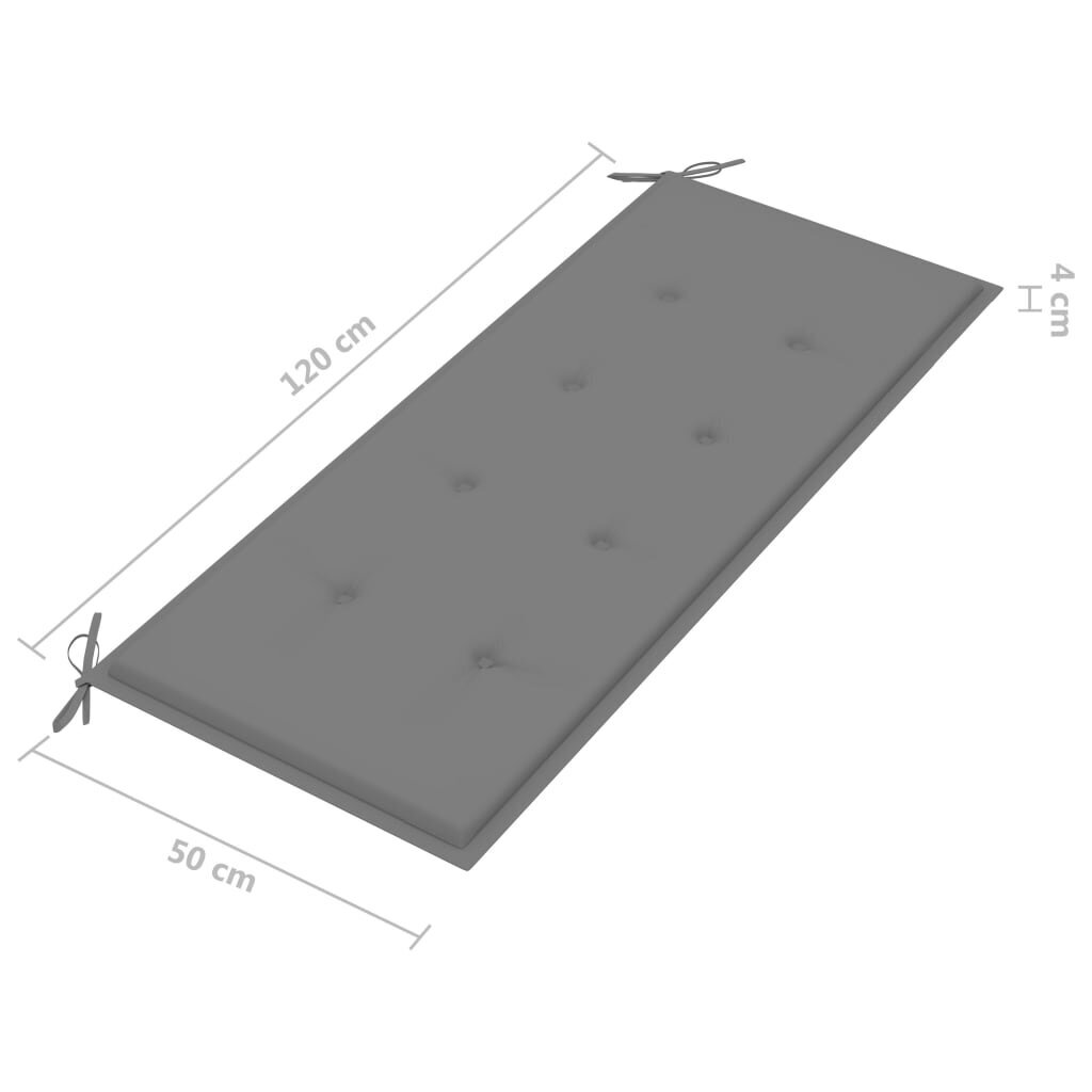 Tyyny puutarhapenkille, harmaa, 120x50x4cm hinta ja tiedot | Istuintyynyt, pehmusteet ja päälliset | hobbyhall.fi