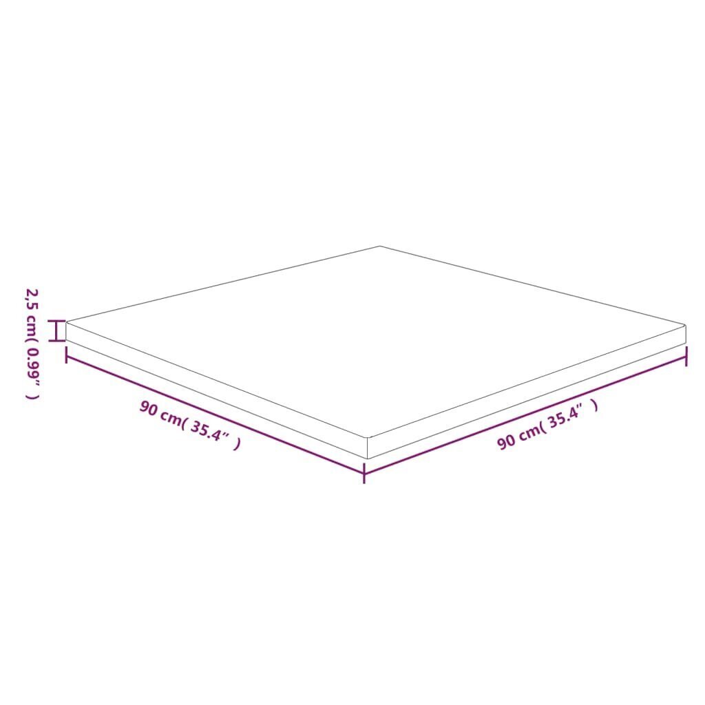 vidaXL Pöytälevy neliö tummanruskea 90x90x2,5 cm käsitelty tammi hinta ja tiedot | Pöytälevyt | hobbyhall.fi