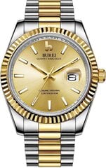 Burei Luxury Men's Watch Analog Quartzzug Date -näyttö safiirilasilla kirkas ja ruostumattomasta teräksestä valmistettu rannekoru B07RJL2B4C hinta ja tiedot | Miesten kellot | hobbyhall.fi