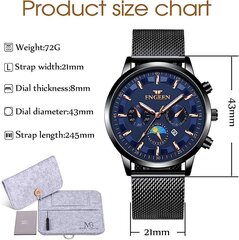 Micgigi Fashion Men Watch Business Vedenpitävä analoginen kvartsirannekello ruostumattomasta teräksestä valmistetulla verkkovyöllä B081T1KRM9 hinta ja tiedot | Miesten kellot | hobbyhall.fi