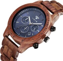 Vicvs Men's Nature Wooden Watch Mulenchunctional Quartts Analog Rantellolla kalenterinäyttö Chronograph -toiminto puinen rannekoru miehille (santelipuu) B08F42224S hinta ja tiedot | Miesten kellot | hobbyhall.fi