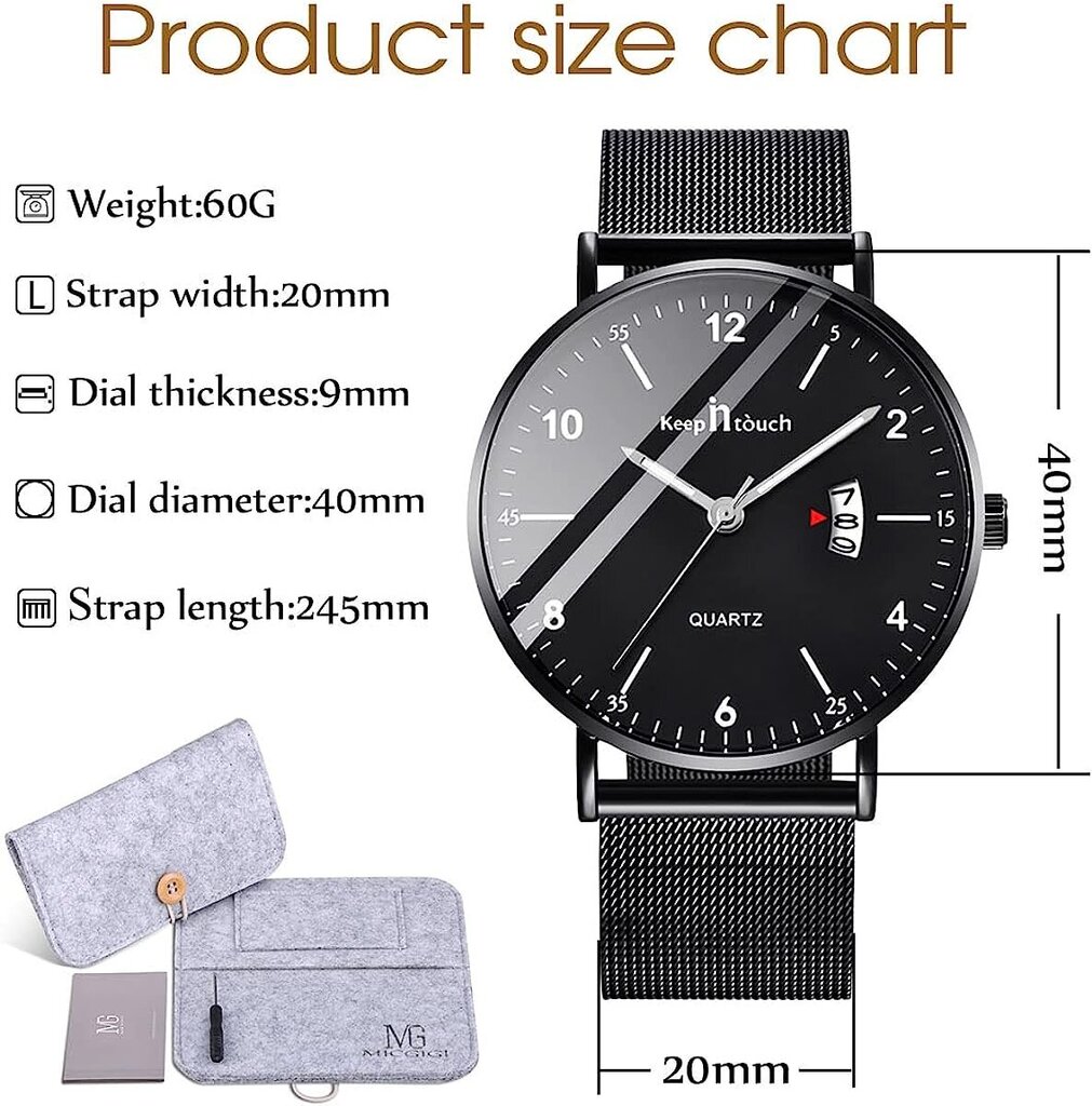 Micgigi Men Watch Business Vedenpitävä kvartsikelloa B07XNNTL3C hinta ja tiedot | Miesten kellot | hobbyhall.fi