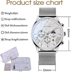 Micgigi Fashion Men Watch Business Vedenpitävä analoginen kvartsikello Ruostumattomasta teräksestä valmistettu verkkovyön kääre kellot B07XNPMMX9 hinta ja tiedot | Miesten kellot | hobbyhall.fi