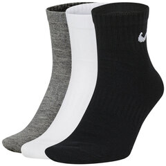 Nike Sukat U Nk Ed Ltwt Ankle 3P 132 White Black Grey SX7677 964 hinta ja tiedot | Miesten sukat | hobbyhall.fi