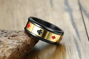 GOLDEN Signet Ring Pokerikortit Ring 213 213 hinta ja tiedot | Miesten korut | hobbyhall.fi