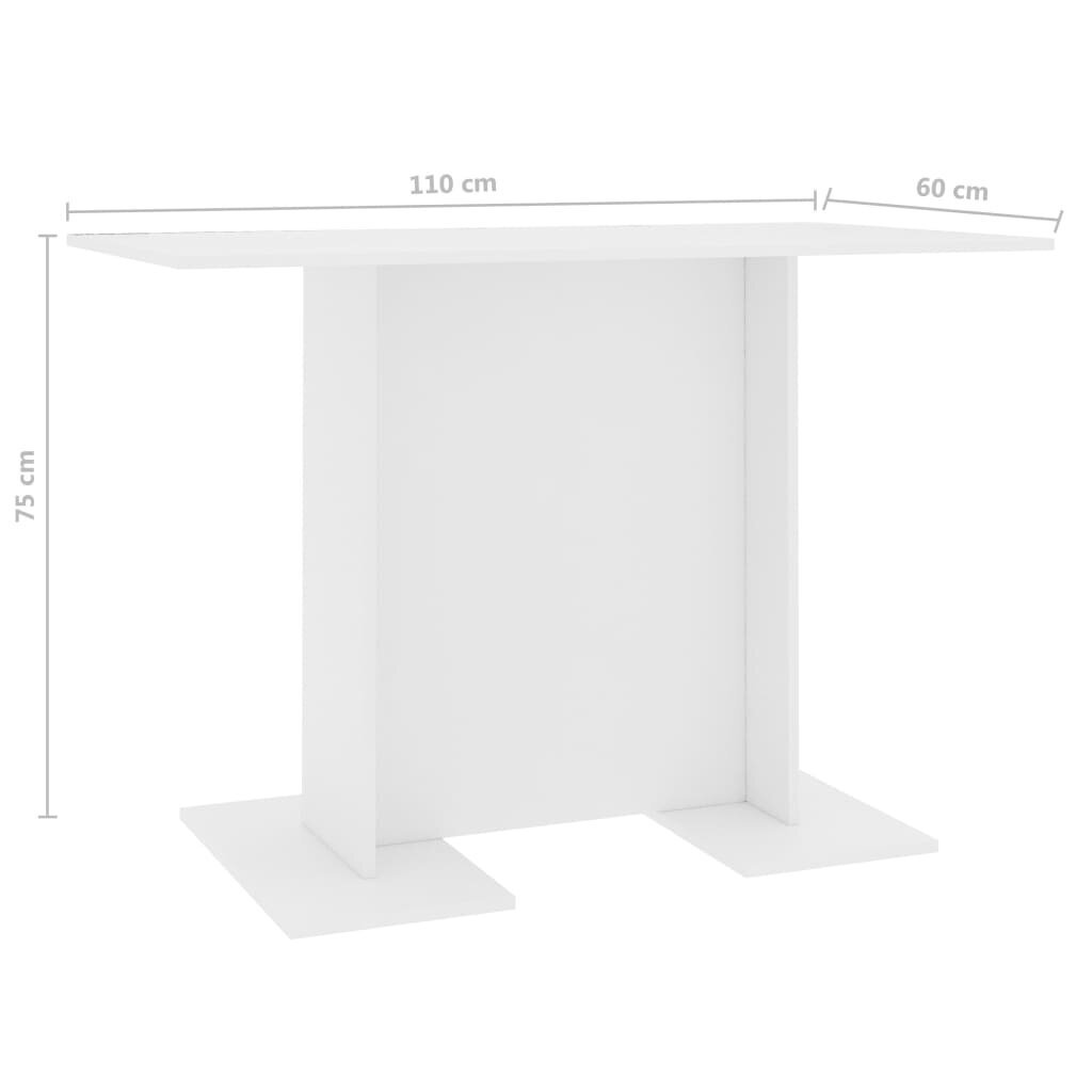 vidaXL Ruokapöytä valkoinen 110x60x75 cm lastulevy hinta ja tiedot | Ruokapöydät | hobbyhall.fi