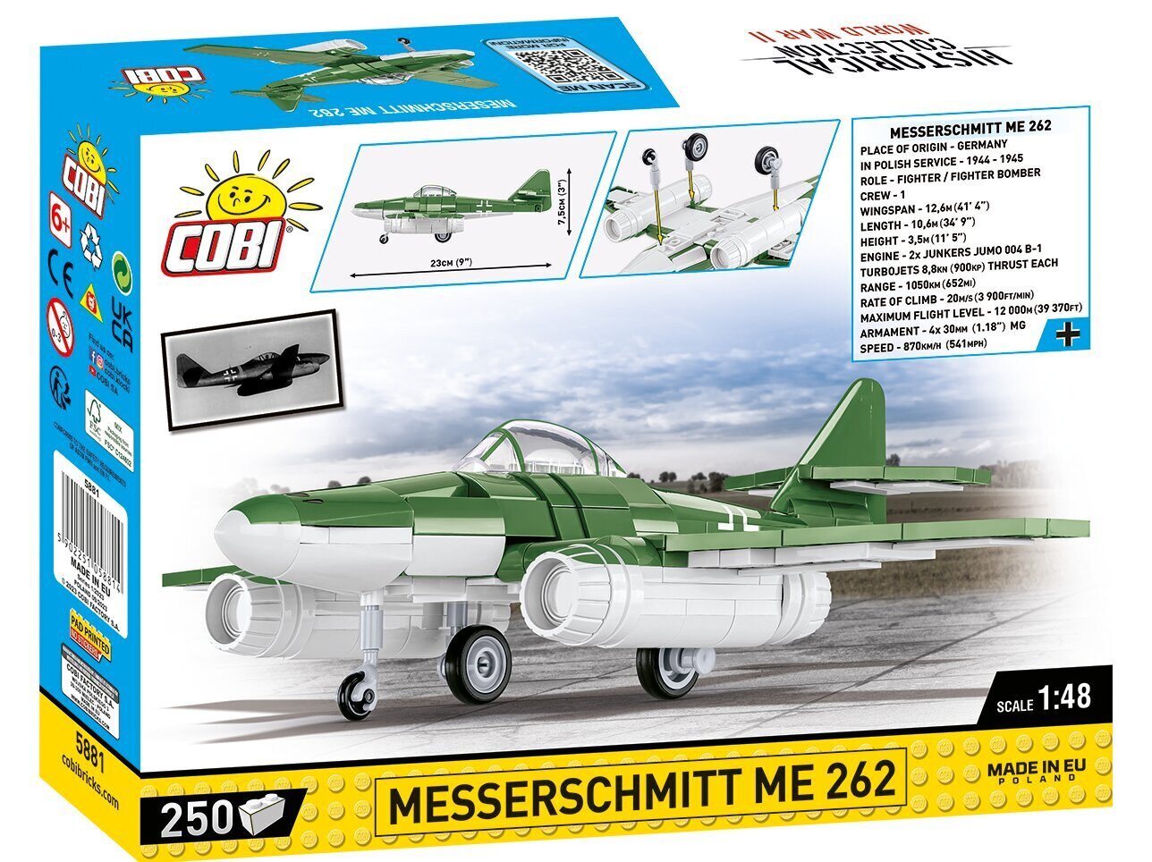 Rakennussarja Cobi Messerschmitt Me262, 1/48, 5881 hinta ja tiedot | LEGOT ja rakennuslelut | hobbyhall.fi