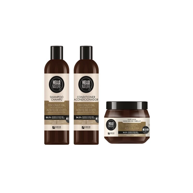 Hello Nature Hair Set Coconut Oil hiustenhoitosetti hinta ja tiedot | Hoitoaineet | hobbyhall.fi