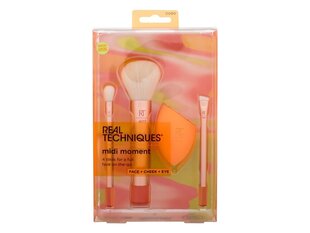 Kosmeettinen sivellinsarja Real Techniques Midi Moment Brush, 3 kpl. + sieni hinta ja tiedot | Meikkisiveltimet ja meikkisienet | hobbyhall.fi