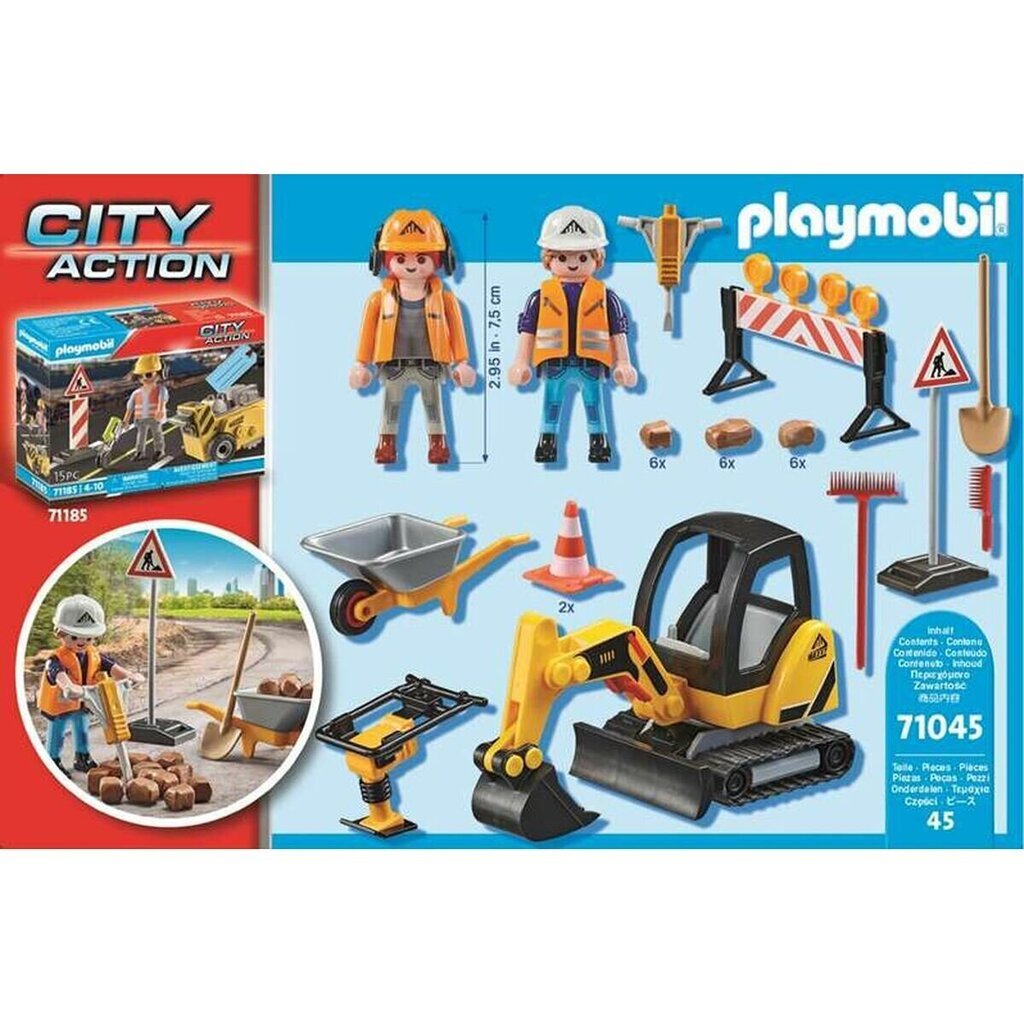 Rakennussetti Playmobil City Action Road Construction, 45 hinta ja tiedot | LEGOT ja rakennuslelut | hobbyhall.fi