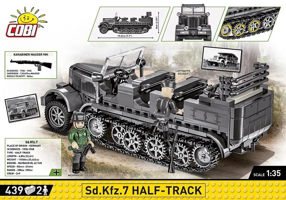 Historiallinen Kokoelma Blocks Sd.Kfz. 7 Puoli-Track hinta ja tiedot | LEGOT ja rakennuslelut | hobbyhall.fi