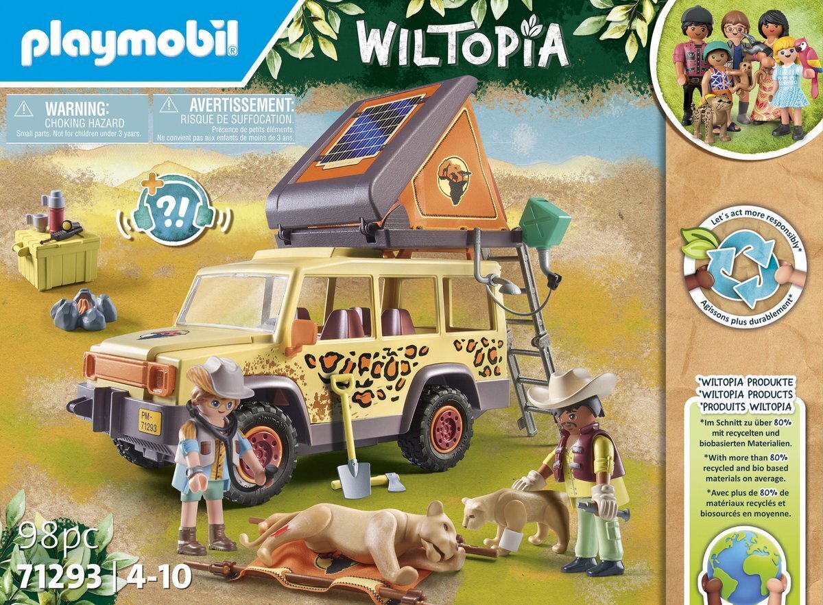 71293 PLAYMOBIL® Wiltopia, maastoauto leijonien kanssa hinta ja tiedot | LEGOT ja rakennuslelut | hobbyhall.fi