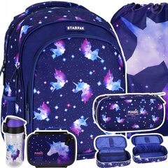 Koulureppu tarvikkeineen Starpak Unicorn Galaxy 492602, 5 osaa hinta ja tiedot | Koulureput ja -laukut | hobbyhall.fi