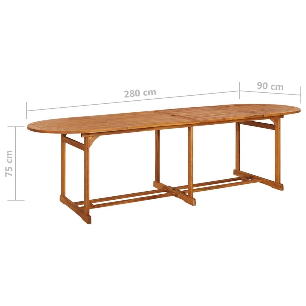Puutarha ruokapöytä, 280x90x75 cm, ruskea hinta ja tiedot | Puutarhapöydät | hobbyhall.fi
