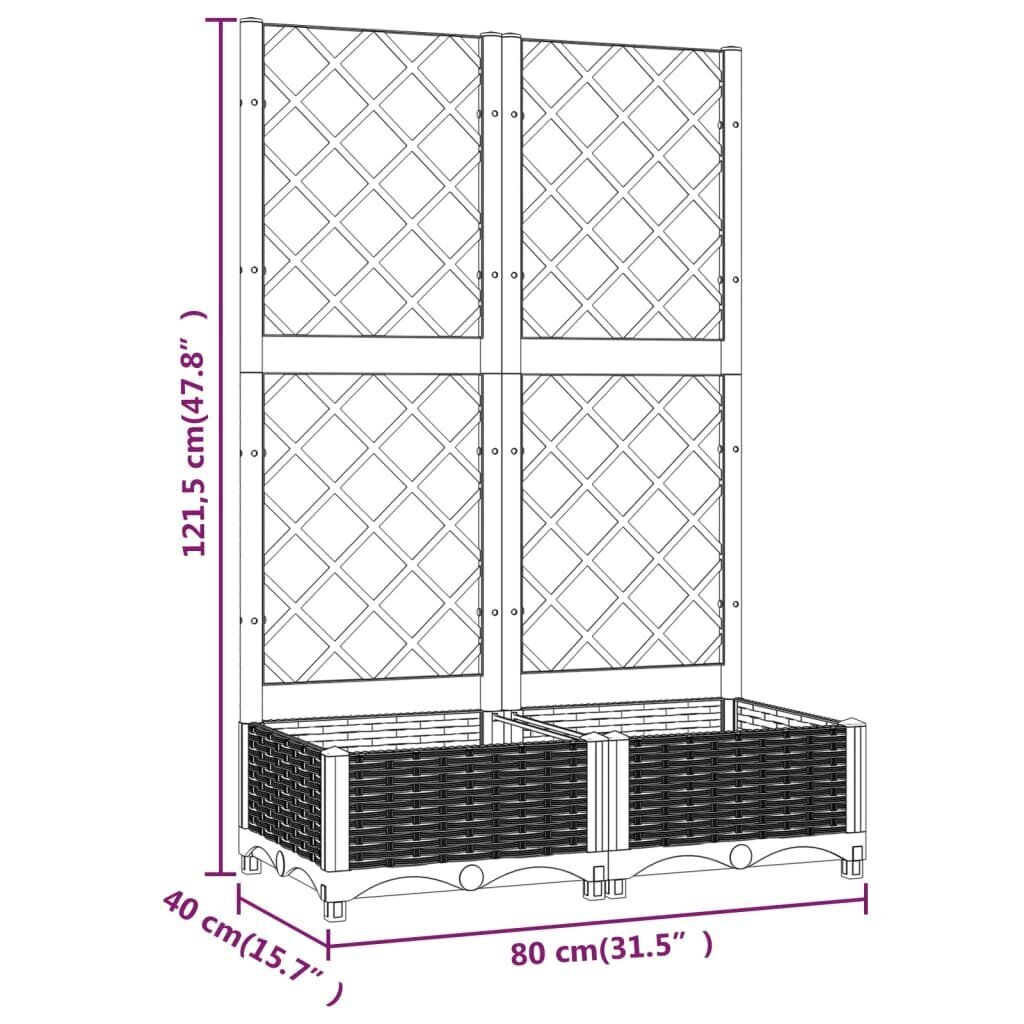 Puutarhasänky ritilällä, 80x40x121,5 cm hinta ja tiedot | Kukkalaatikot | hobbyhall.fi