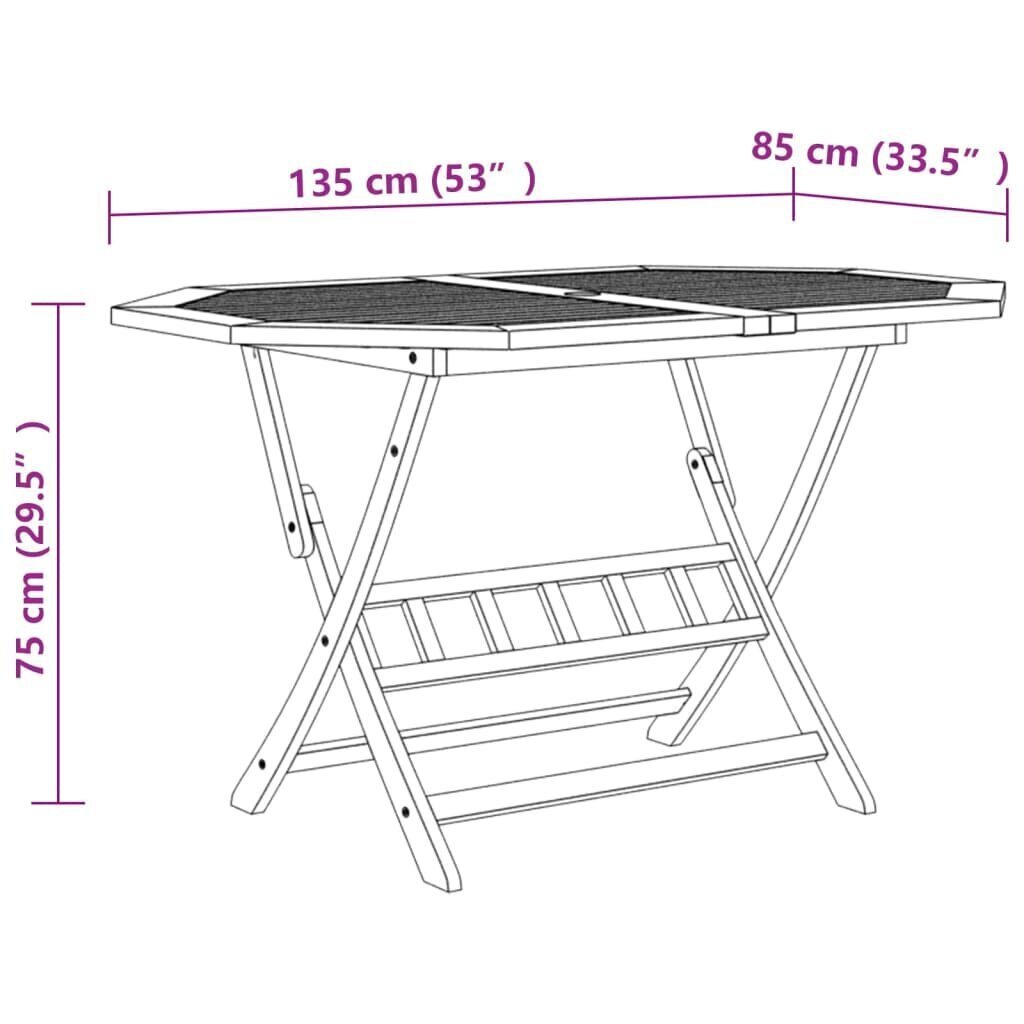 Puutarharuokailusarja, 7 kpl, massiivi akaasiapuuta hinta ja tiedot | Puutarhakalusteet | hobbyhall.fi