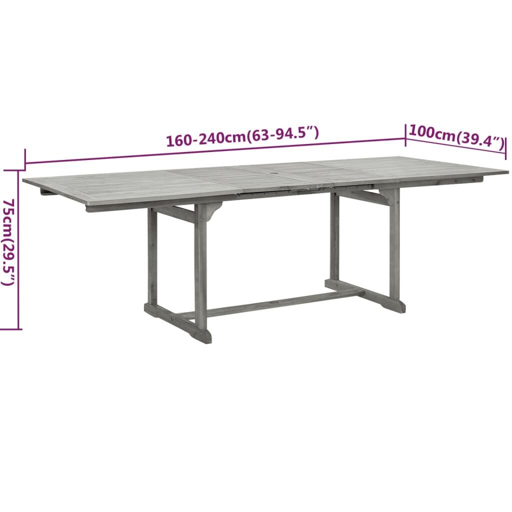 Puutarha ruokailuryhmä, 9 kpl, massiivi akaasiapuuta hinta ja tiedot | Puutarhakalusteet | hobbyhall.fi