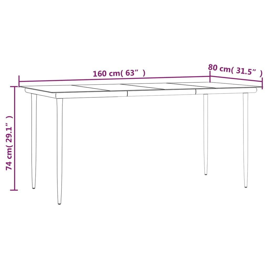 Puutarhakalusteet, 5 kpl, tummanharmaa hinta ja tiedot | Puutarhakalusteet | hobbyhall.fi