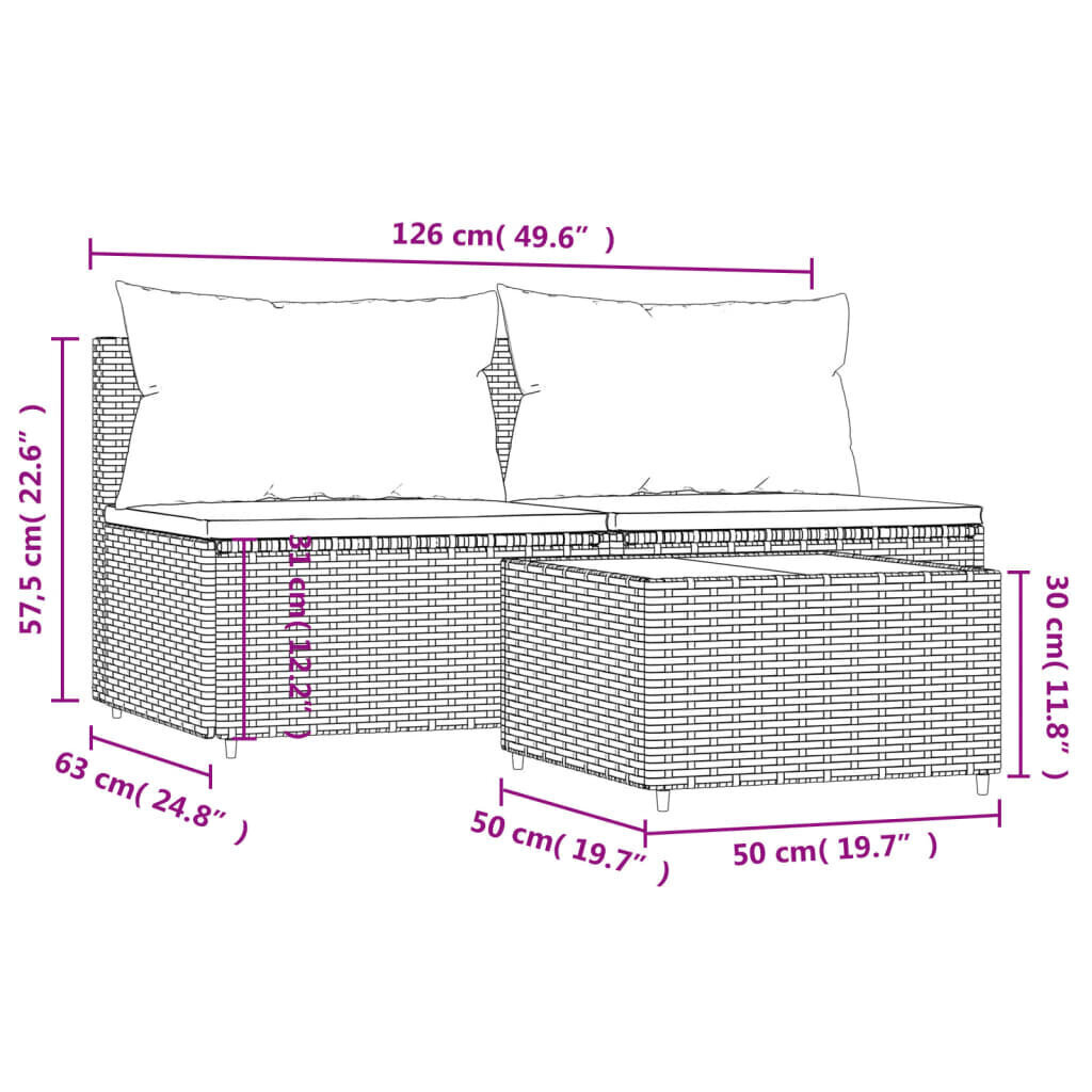 Puutarhasetti vidaXL, 3 osaa, ruskea/punainen hinta ja tiedot | Puutarhakalusteet | hobbyhall.fi