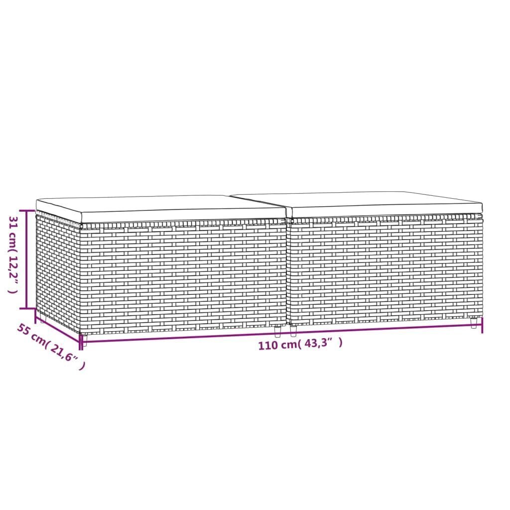 Sarja 2 puutarhajalkaa vidaXL, harmaa hinta ja tiedot | Puutarhatuolit | hobbyhall.fi