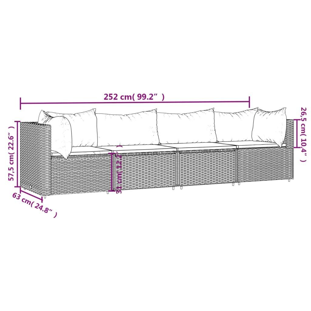 Puutarhasetti vidaXL, 4 osaa, harmaa hinta ja tiedot | Puutarhatuolit | hobbyhall.fi