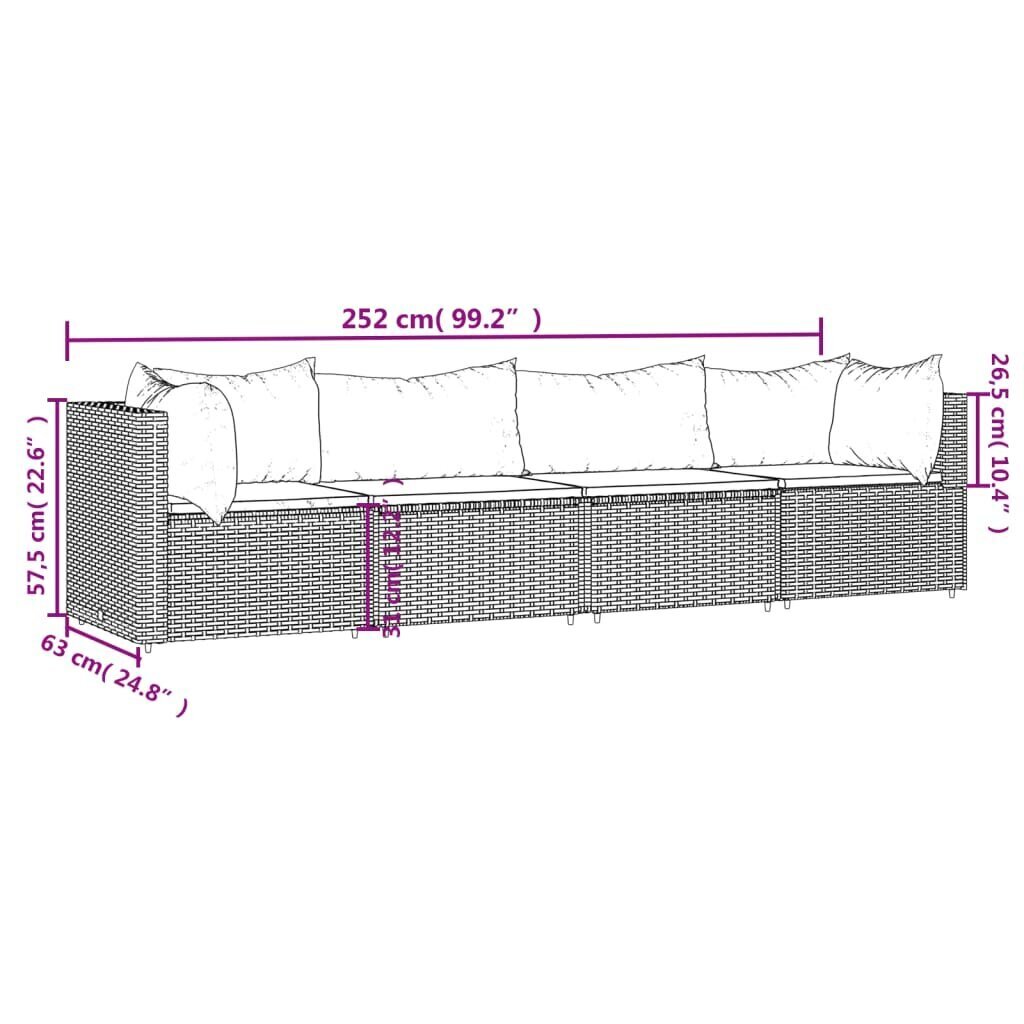 Puutarhasetti vidaXL, 4 kpl, harmaa/sininen hinta ja tiedot | Puutarhatuolit | hobbyhall.fi