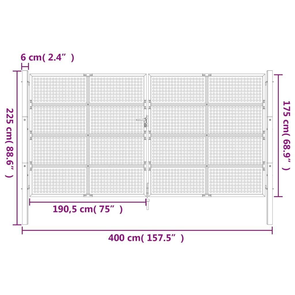 Puutarhaportti vidaXL 400x225cm hinta ja tiedot | Aidat ja tarvikkeet | hobbyhall.fi