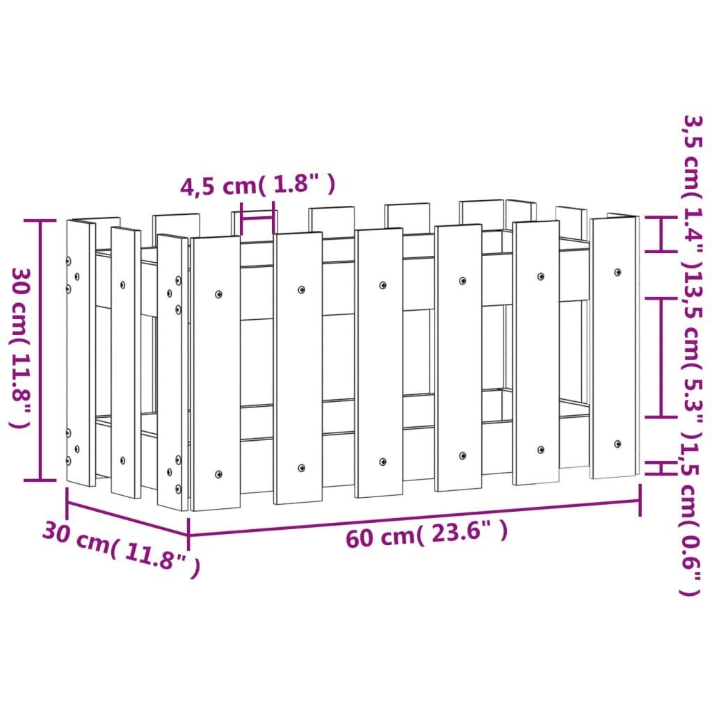 Puutarhasänky, 60x30x30 cm hinta ja tiedot | Kukkalaatikot | hobbyhall.fi