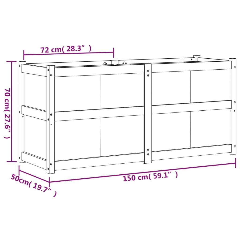 Puutarhasänky, 150x50x70 cm hinta ja tiedot | Kukkalaatikot | hobbyhall.fi