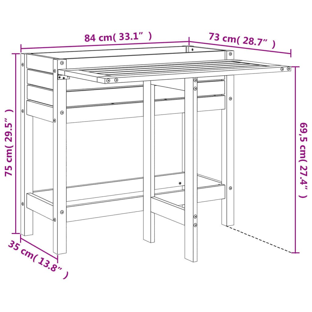 Puutarhasänky, 75x35x84 cm hinta ja tiedot | Kukkalaatikot | hobbyhall.fi