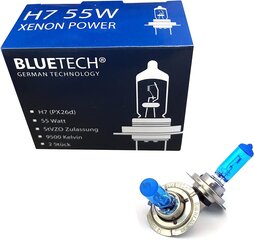 Bluetech 2x Plus H7 55W 9500K Xenon Effect STVZO -hyväksynnän ja Super Xenon Effect -sovelluksen avulla hinta ja tiedot | Polttimot | hobbyhall.fi