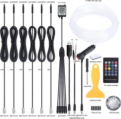 Välilehdet auto ympäröivä kevyt RGB -kaukosäädin + sovelluksen ohjaus Koristeellinen lamppu DIY Refit Joustava lasikuituputki 64 Värit Sisävalaistusilmapiiri 1W 12 V 8M hinta ja tiedot | Polttimot | hobbyhall.fi
