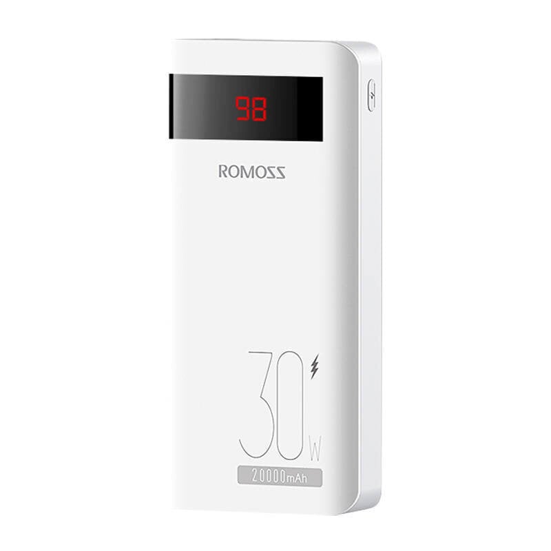 Romoss Sense6PS Pro Powerbank 20000mAh, 30W (valkoinen) hinta ja tiedot | Sähköautojen lataustarvikkeet | hobbyhall.fi