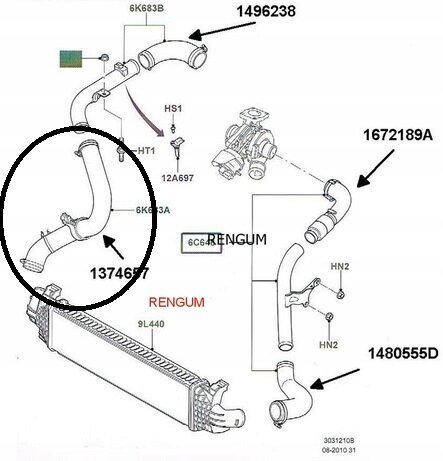 Turbo Välijäähdyttimen Ilmaletku, ME Premium, Ford Focus C-Max 1.8 Tdci hinta ja tiedot | Moottorin varaosat | hobbyhall.fi