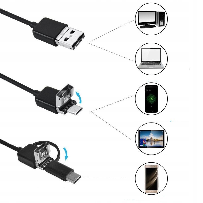 ENDOSCOPE 6xLED TUTKIMUSKAMERA ANDROID PC 5m hinta ja tiedot | Lisätarvikkeet autoiluun | hobbyhall.fi