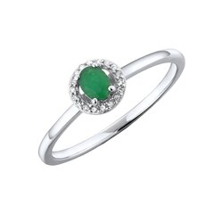 Valkokultainen sormus smaragdilla ja timanteilla 0013378100143 hinta ja tiedot | Sormukset | hobbyhall.fi