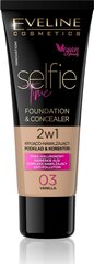 Perusta on tonaalinen Eveline Selfie Time Foundation & Concealer, 03 Vanilja, 30 ml hinta ja tiedot | Meikkivoiteet ja puuterit | hobbyhall.fi