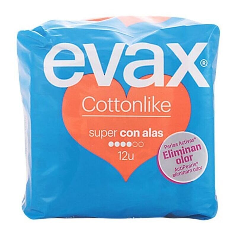 Pehmusteet siivillä Cotton Like Evax 12 kpl. hinta ja tiedot | Tamponit ja terveyssiteet | hobbyhall.fi