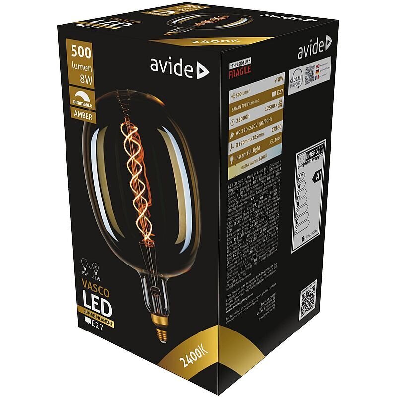 Avide LED-lamppu Vintage 8W E27 285mm Dimmable hinta ja tiedot | Lamput | hobbyhall.fi