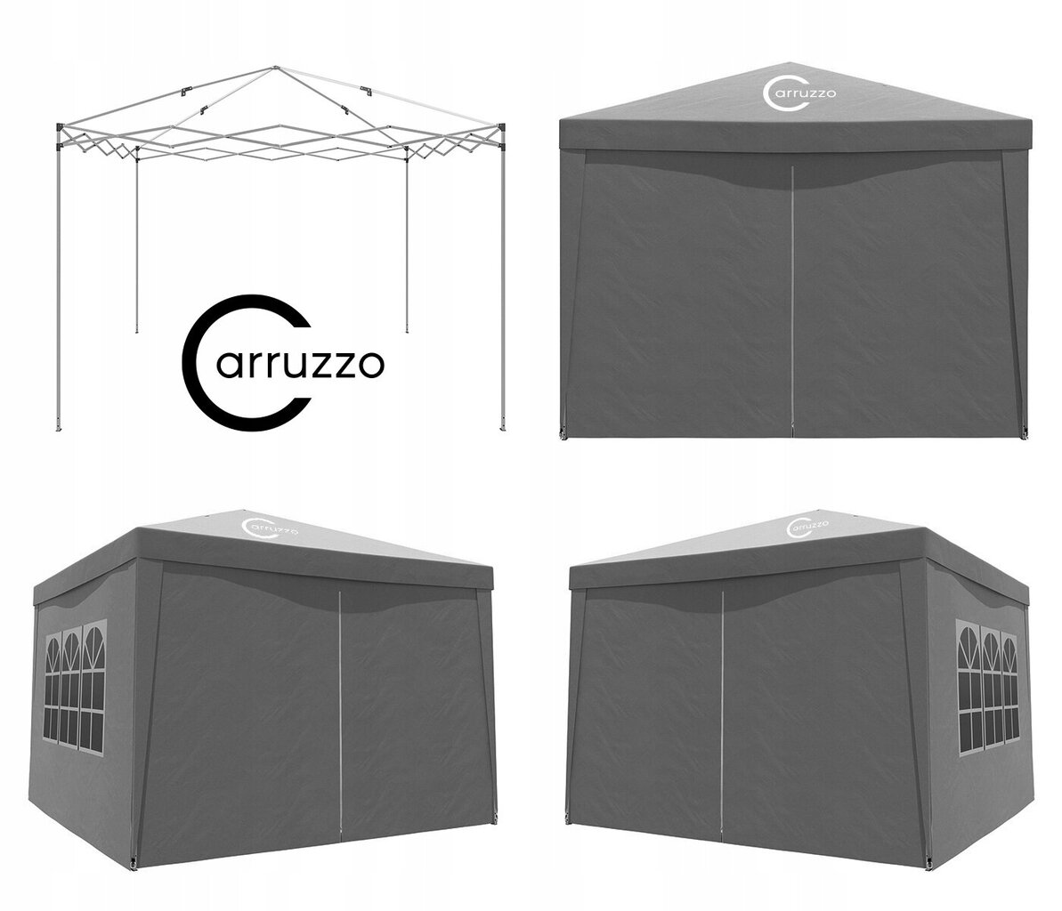 Huvimaja Carruzzo, 3 x 3 x 2,45 m, harmaa hinta ja tiedot | Puutarhapaviljongit | hobbyhall.fi