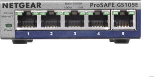 Netgear GS105E, 5x 10/100/1000 Prosafe PLUS Switch (hallinta PC-apuohjelman kautta), VLAN, QOS, metallikotelo, ulkoinen virtalähde hinta ja tiedot | Netgear Tietokoneet ja pelaaminen | hobbyhall.fi