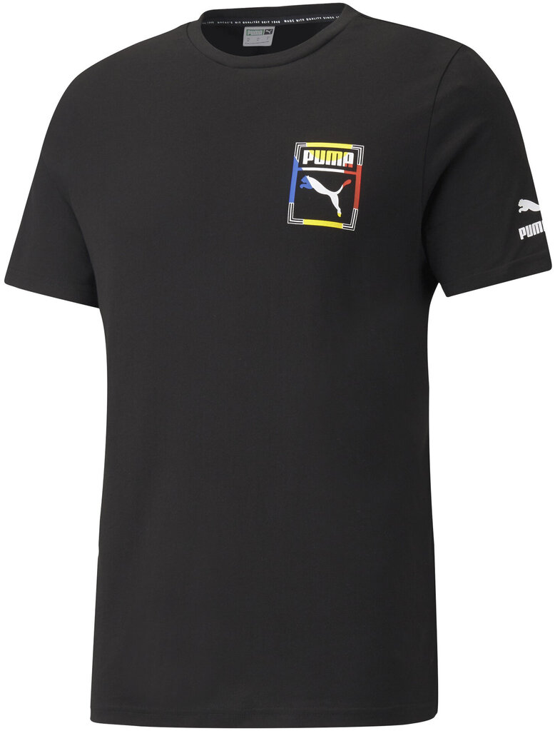 Puma T-paita Graphic Tee Box Logo Black hinta ja tiedot | Miesten urheiluvaatteet | hobbyhall.fi