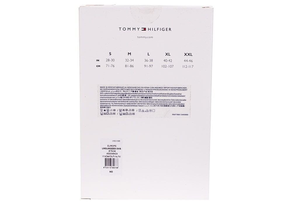 Nyrkkeilijät TOMMY HILFIGER White Blue Red UM0UM022030WS hinta ja tiedot | Miesten alushousut | hobbyhall.fi