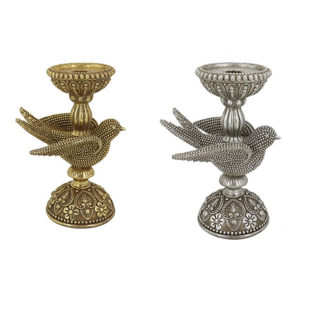 Kynttilänjalat DKD Home Decor Silver Gold Resin (16,6 x 11,6 x 24,5 cm) (2 kpl) hinta ja tiedot | Kynttilät ja kynttilänjalat | hobbyhall.fi
