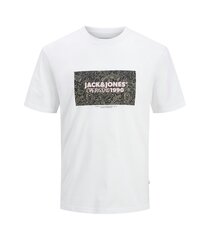 Jack & Jones Miesten T-paita 12262571*03, valkoinen 5715608881160 hinta ja tiedot | Miesten T-paidat | hobbyhall.fi